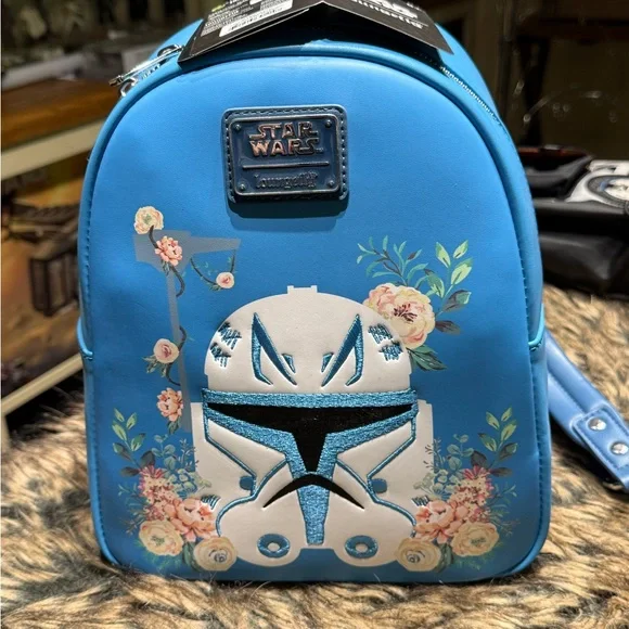 Loungefly | Bags | Loungefly Star Wars Blue Floral Backpack  display picture 3